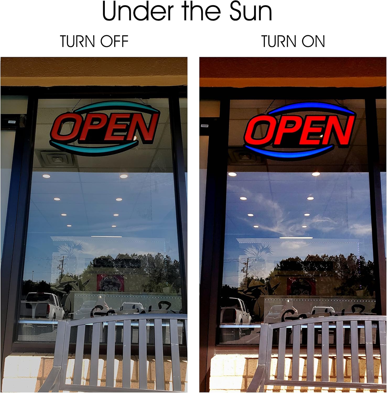 MaxLit 32'' X 17'' New Jumbo ULTRA BRIGHT LED Open Sign — Remote Controlled — Dynamic Light Modes — Enhance Your Business Presence [Red/Blue]