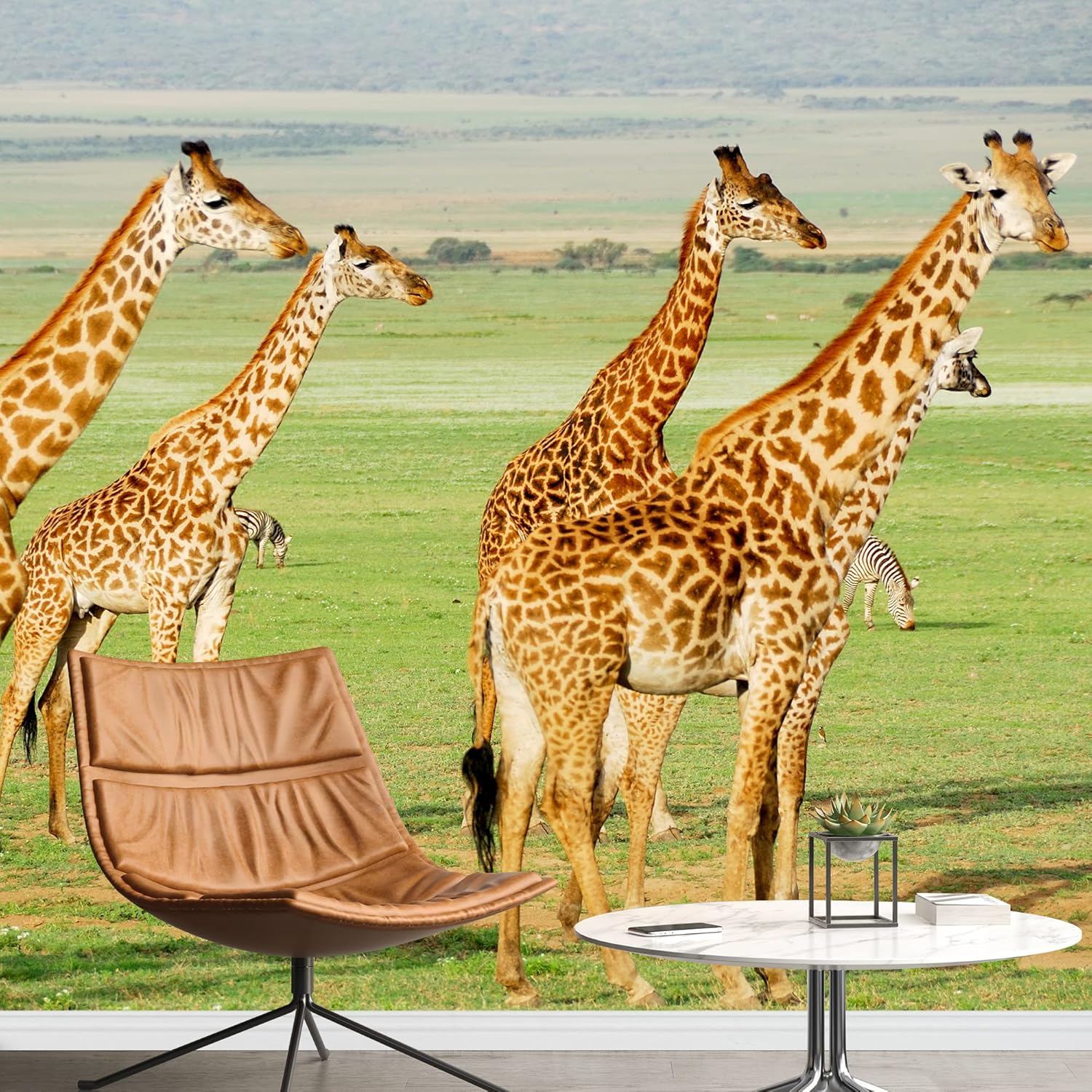 wall26 Removable Wall Sticker/Wall Mural African Field Safari Wild Zebras Animals Nature Photography Realism Decorative Landscape Relax/Calm Rustic Scenery for Living Room, Bedroom, Office - 66"x96"