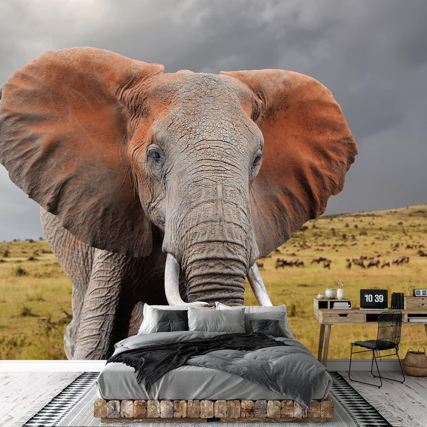 wall26 Removable Wall Sticker/Wall Mural African Field Safari Wild Zebras Animals Nature Photography Realism Decorative Landscape Relax/Calm Rustic Scenery for Living Room, Bedroom, Office - 66"x96"